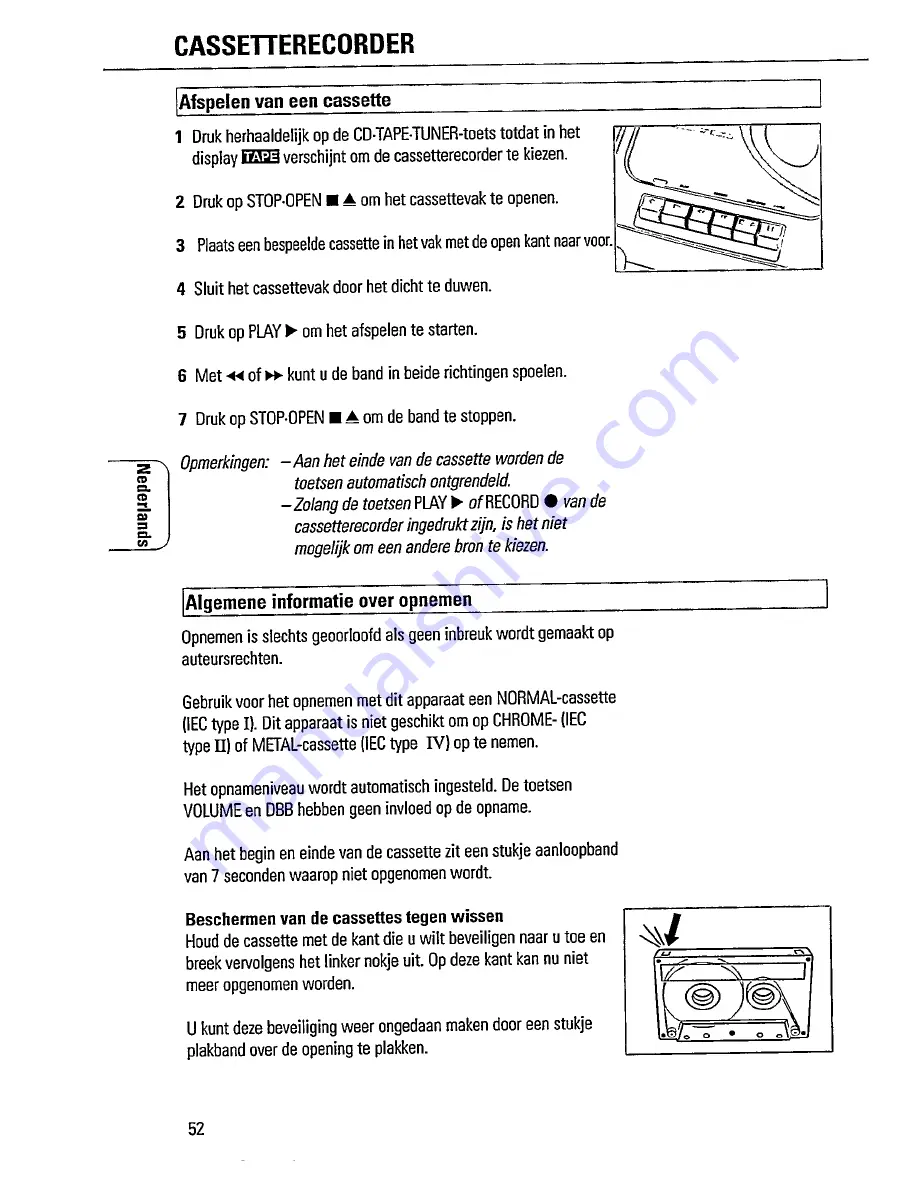 Magnavox AZ1307 - Portable Radio Cass Rec Gebruiksaanwijzing Download Page 12