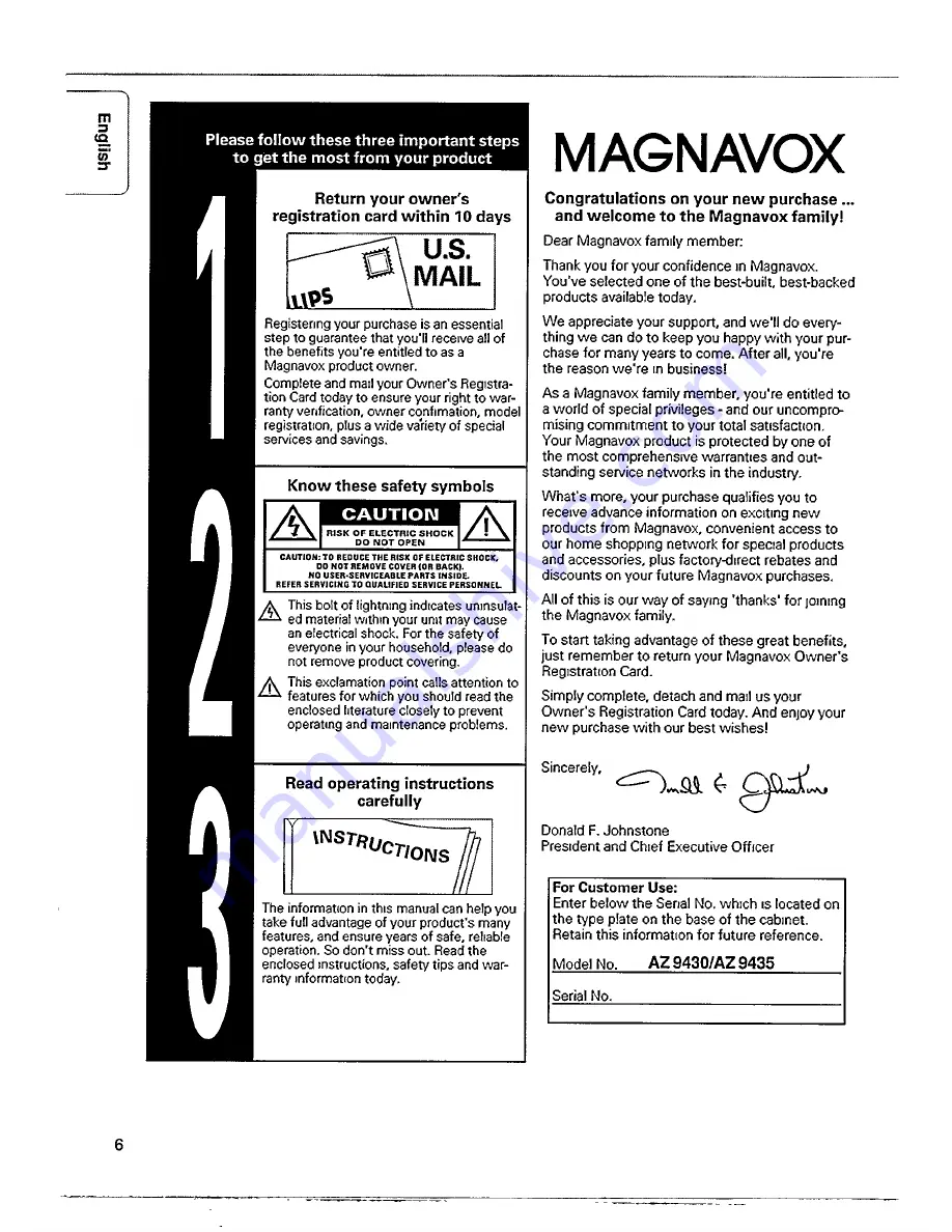 Magnavox AZ9435/05 User Manual Download Page 6