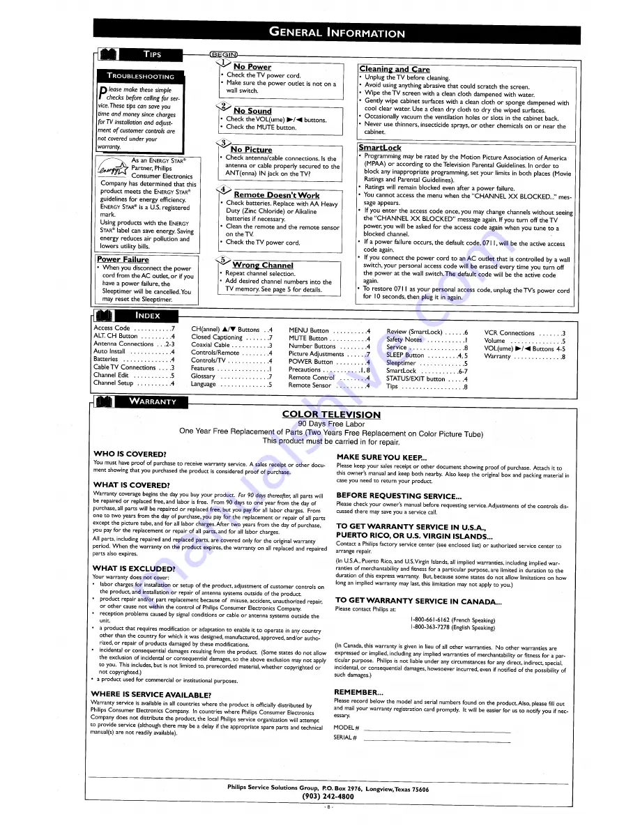 Magnavox MT1301B Owner'S Manual Download Page 8