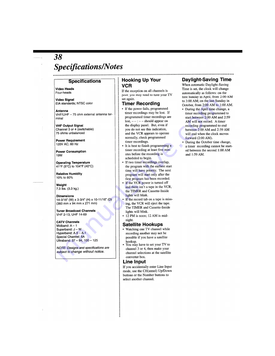 Magnavox VRU442AT - 4 Hd Vcr Owner'S Manual Download Page 38