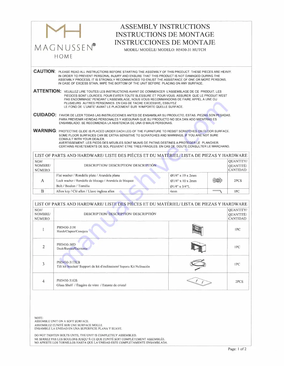 MAGNUSSEN HOME CREDENZA H5430-30 Assembly Instructions Download Page 3