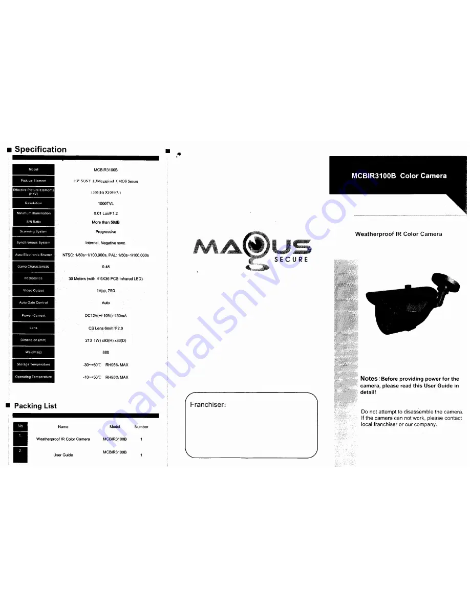 Magus MCBIR3100B Manual Download Page 1