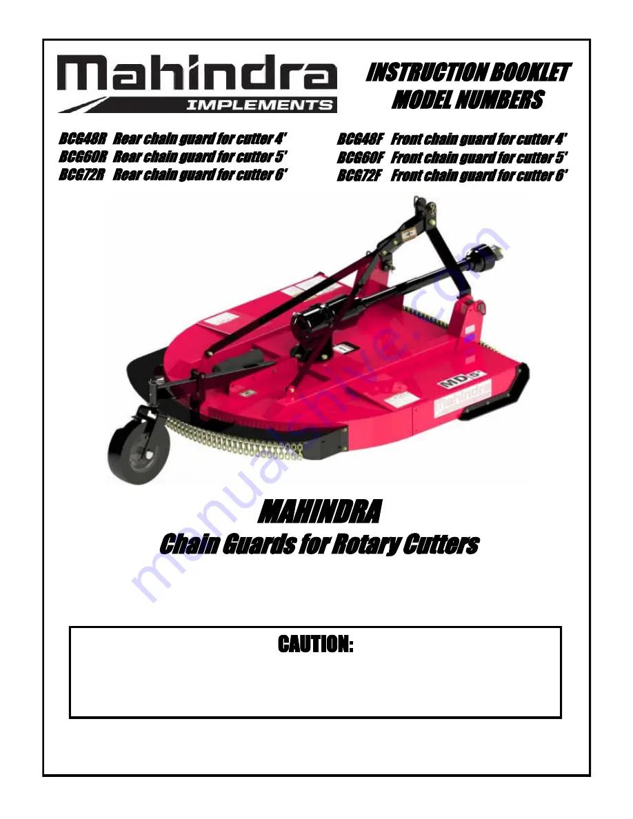 Mahindra BCG48R Instruction Booklet Download Page 1