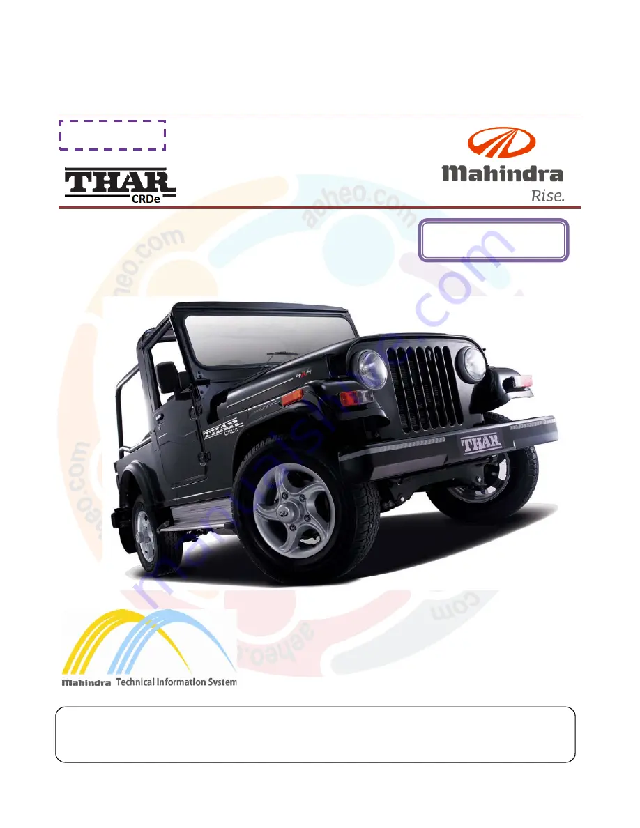 Mahindra Thar CRDe Repair Manual Download Page 1