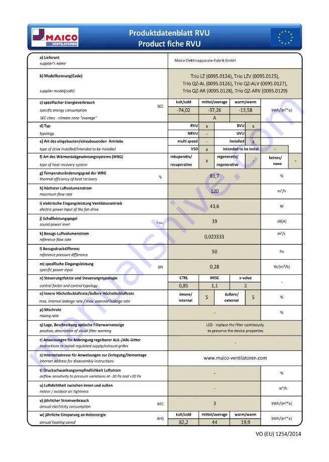 Maico 0095.0220 Installation Instructions Manual Download Page 108