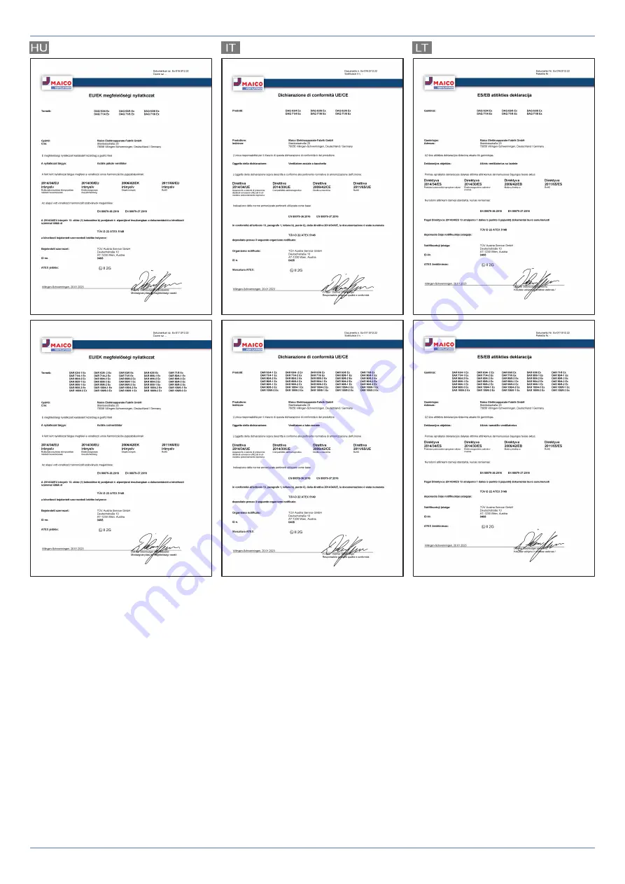 Maico DAQ Ex Series Original Installation And Operating Instructions Download Page 129