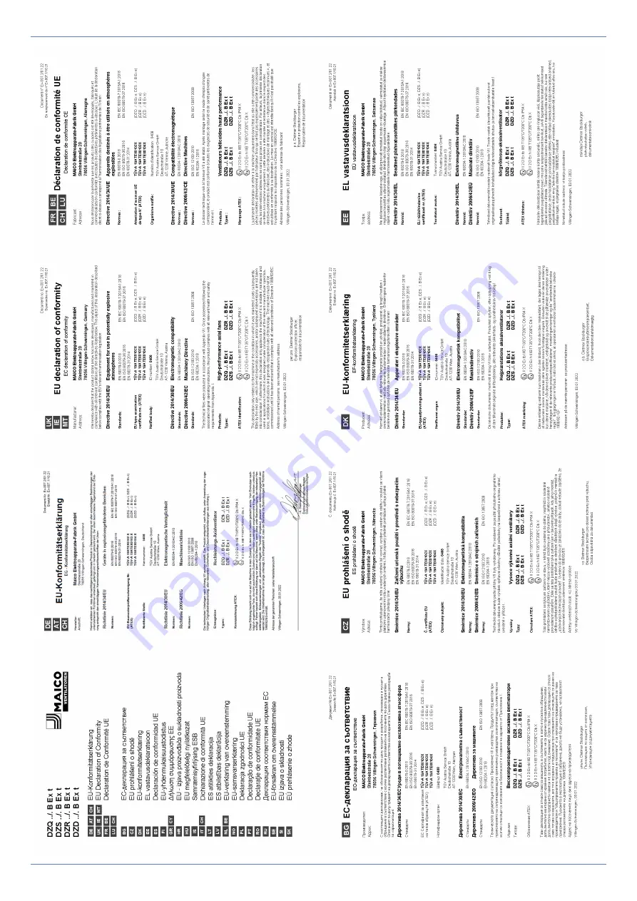 Maico DZD Ex e Series Installation And Operating Instructions Manual Download Page 133