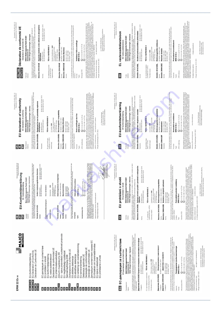 Maico ERM 18 Ex e Operating Instructions Manual Download Page 126