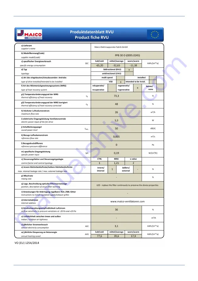 Maico PPB 30 K Installation Instructions Manual Download Page 95