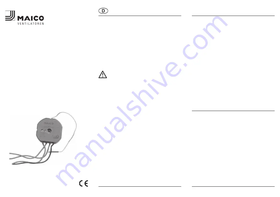 Maico XE 1 Assembly & Operating Instructions Download Page 1