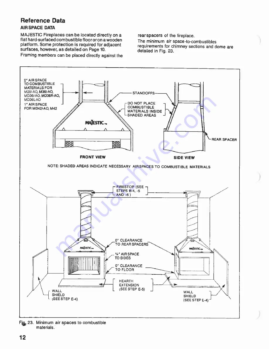 Majestic fireplaces D36R-A0 Installation Manual Download Page 12