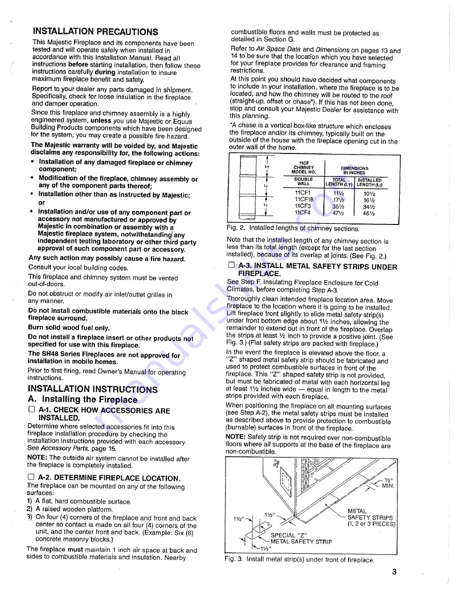 Majestic fireplaces SH48 Installation And Operation Instructions Manual Download Page 3