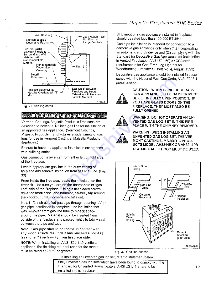 Majestic fireplaces SHR42 Homeowner'S Installation & Operating Manual Download Page 19