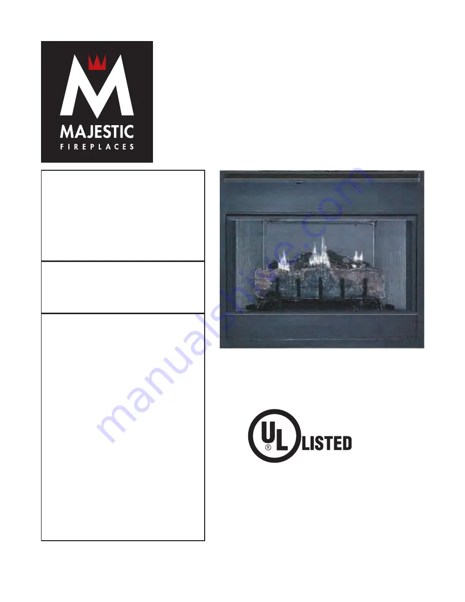 Majestic fireplaces UV36RN Homeowner'S Installation And Operating Instructions Manual Download Page 1