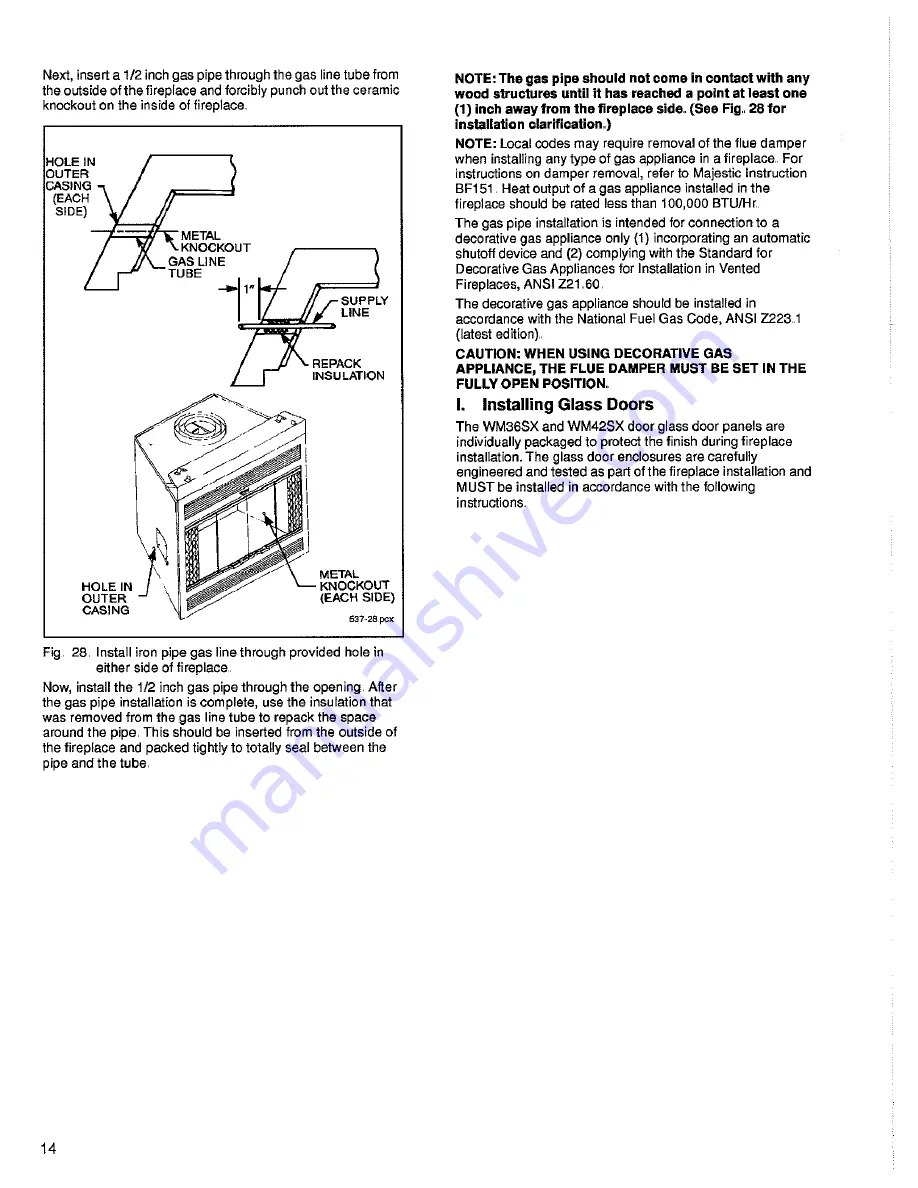 Majestic fireplaces WM36SX Installation Manual Download Page 14