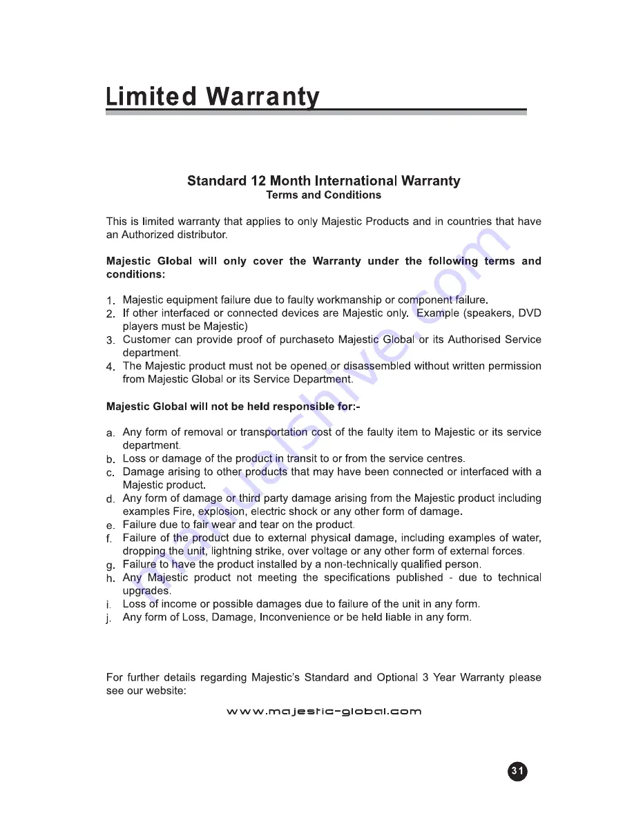 Majestic TM153 Owner'S Manual Download Page 30