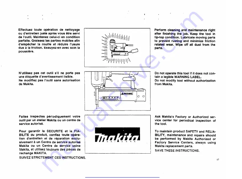 Makita AF503 Instruction Manual Download Page 17