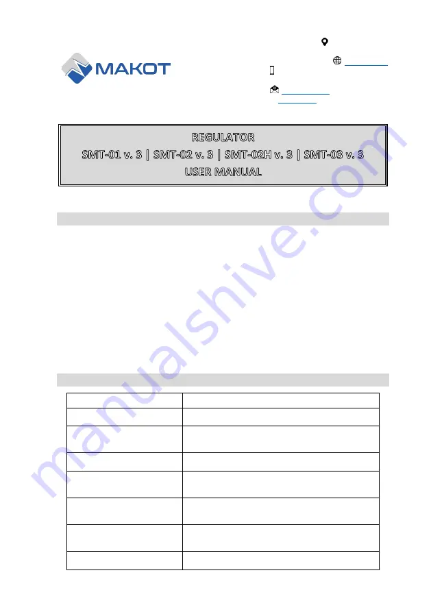 MAKOT SMT-01 User Manual Download Page 1