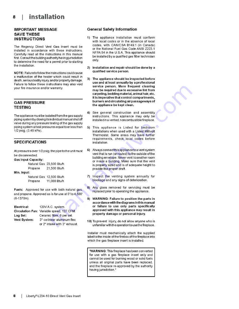 Malm Fireplaces 34 Zircon Direct Vent Assembly And Installation Instructions Manual Download Page 23