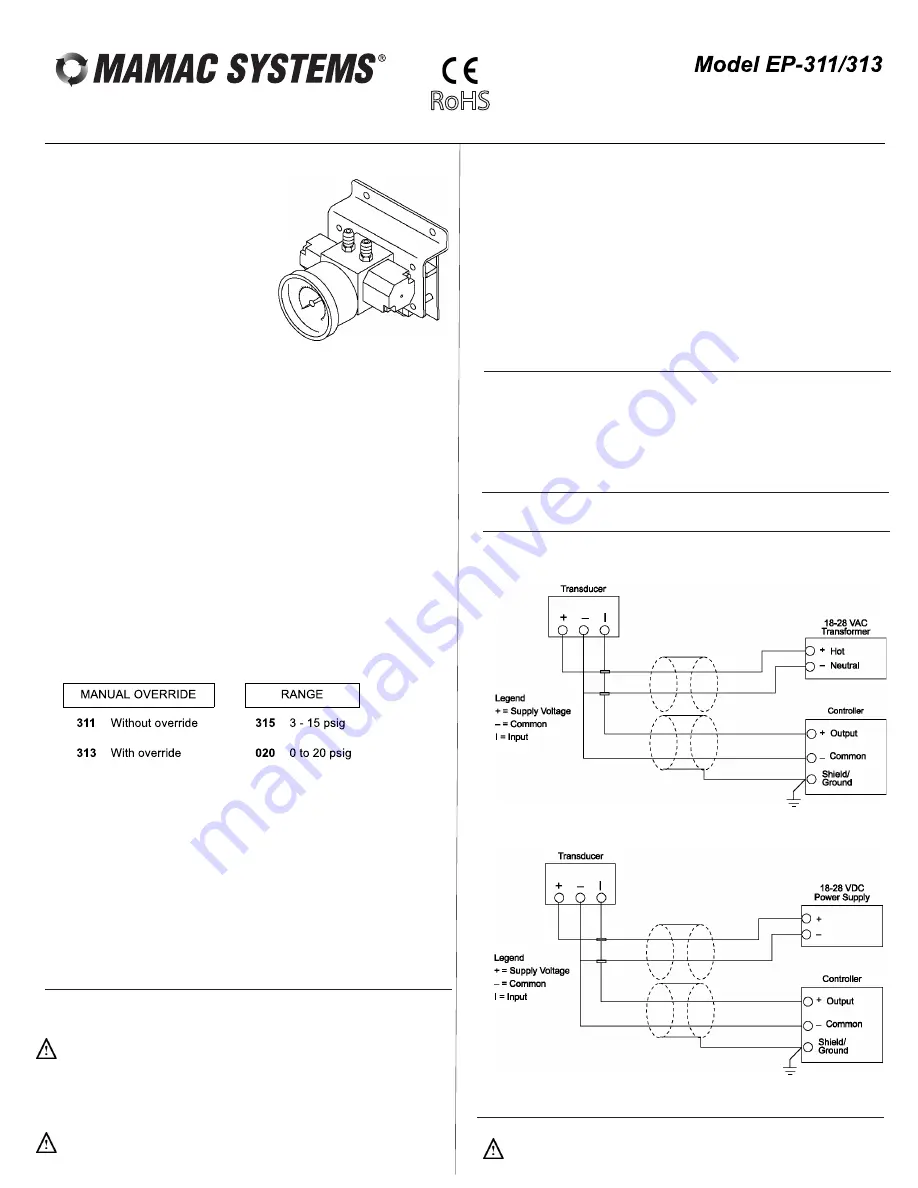 MAMAC SYSTEMS EP-313 Скачать руководство пользователя страница 1