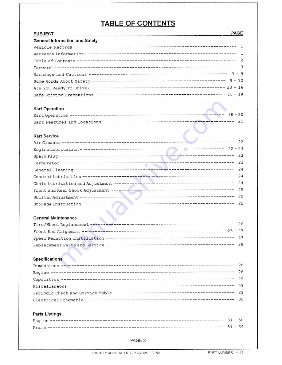 MANCO 7150 Owner'S/Operator'S Manual Download Page 3