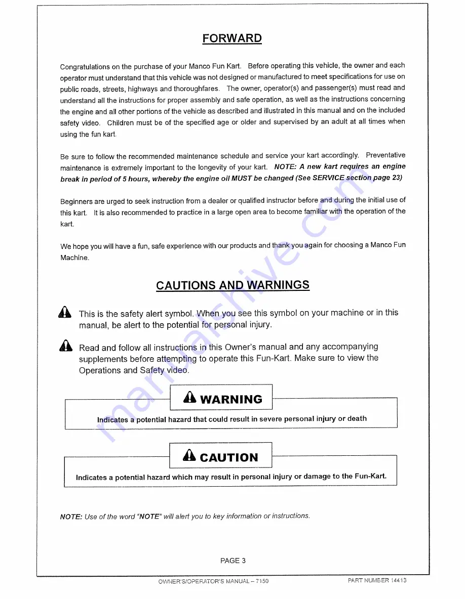 MANCO 7150 Owner'S/Operator'S Manual Download Page 4