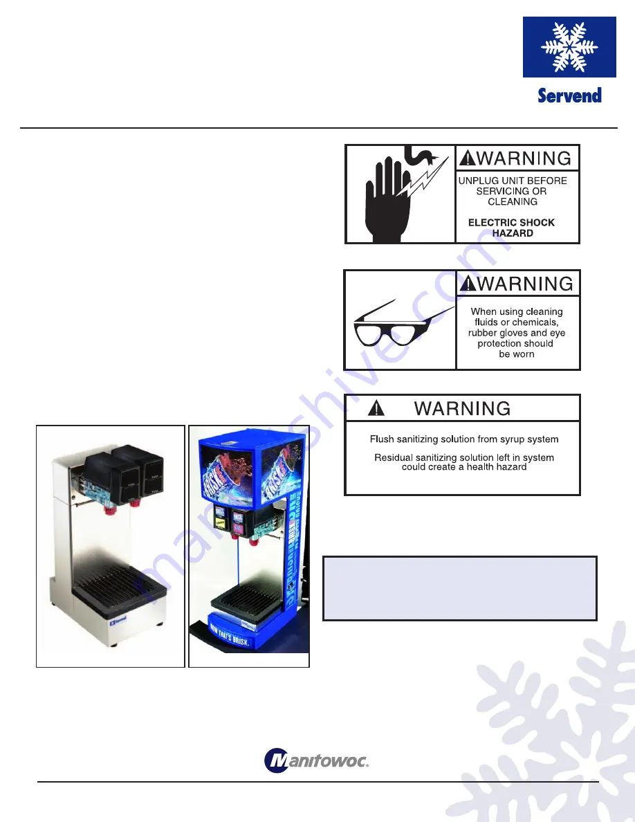 Manitowoc Servend 4 in 1 Tower Installation And Cleaning Instructions Download Page 1