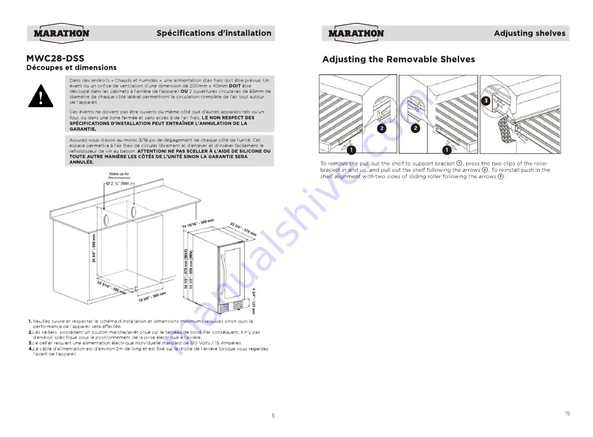 Marathon MBWC56-BLS Owner'S Use And Care Manual Download Page 15