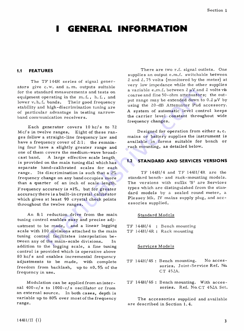 Marconi TF 144H Series Operating And Maintenance Handbook Download Page 5