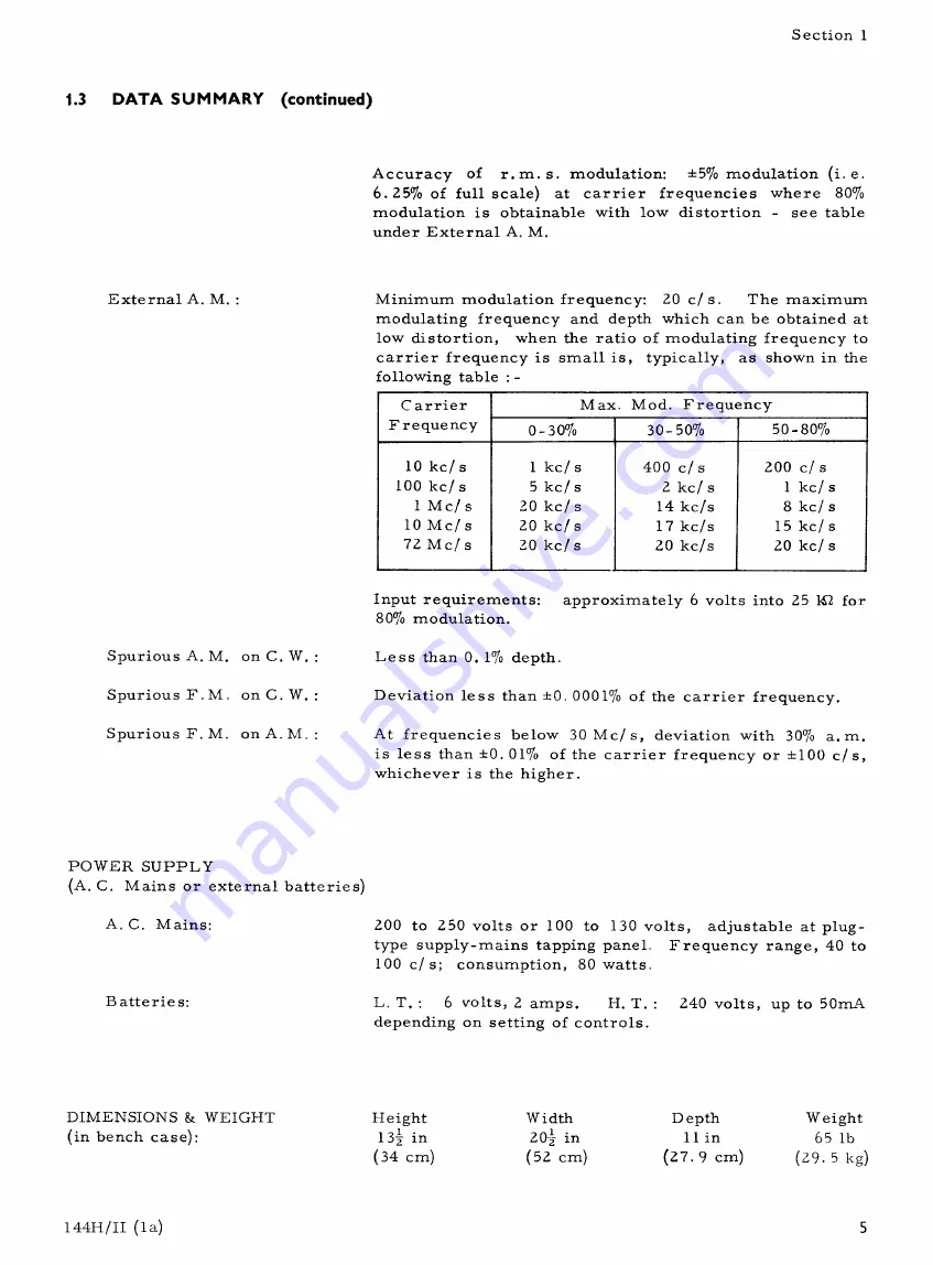 Marconi TF 144H Series Operating And Maintenance Handbook Download Page 7