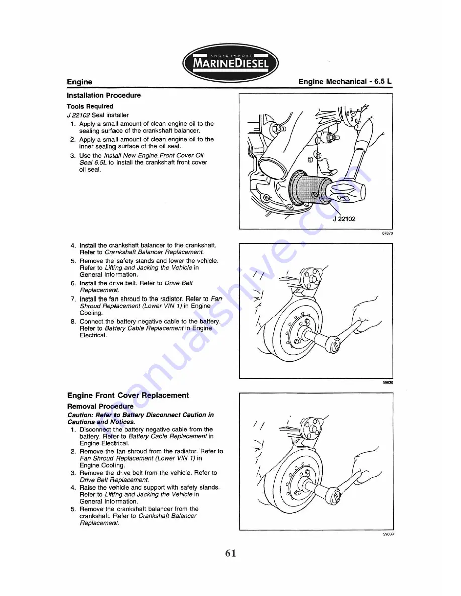 Marinediesel 5L V8 Owner'S Manual Download Page 63