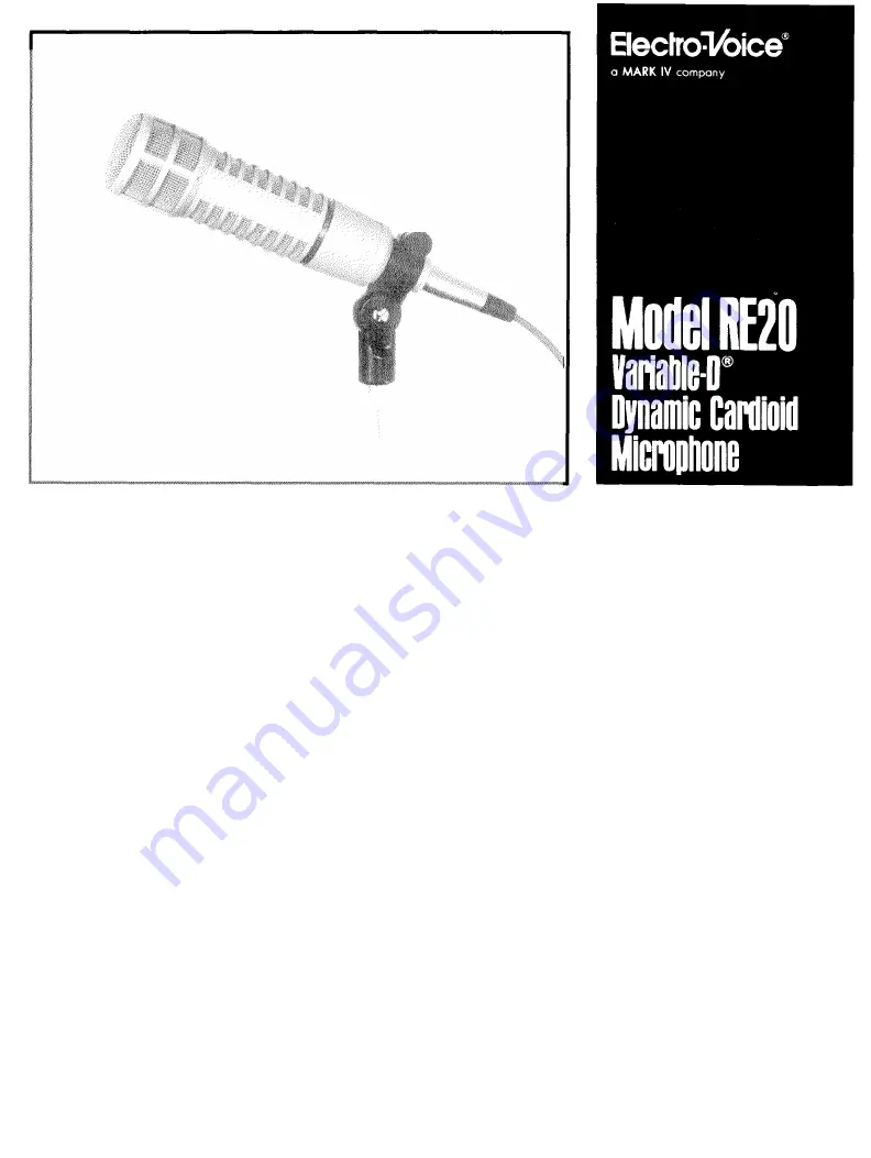 Mark IV Electro-Voice RE20 Quick Manual Download Page 1