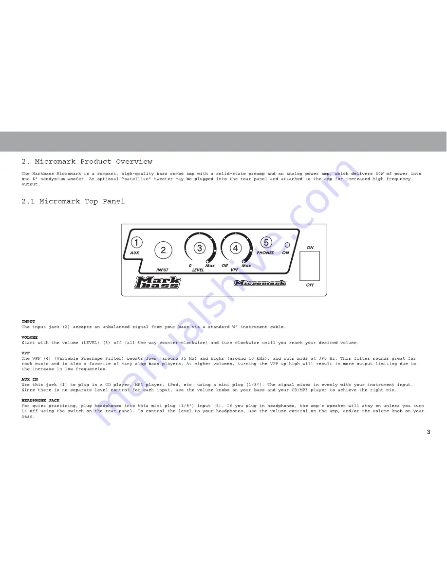 MarkBass MICROMARK Скачать руководство пользователя страница 3