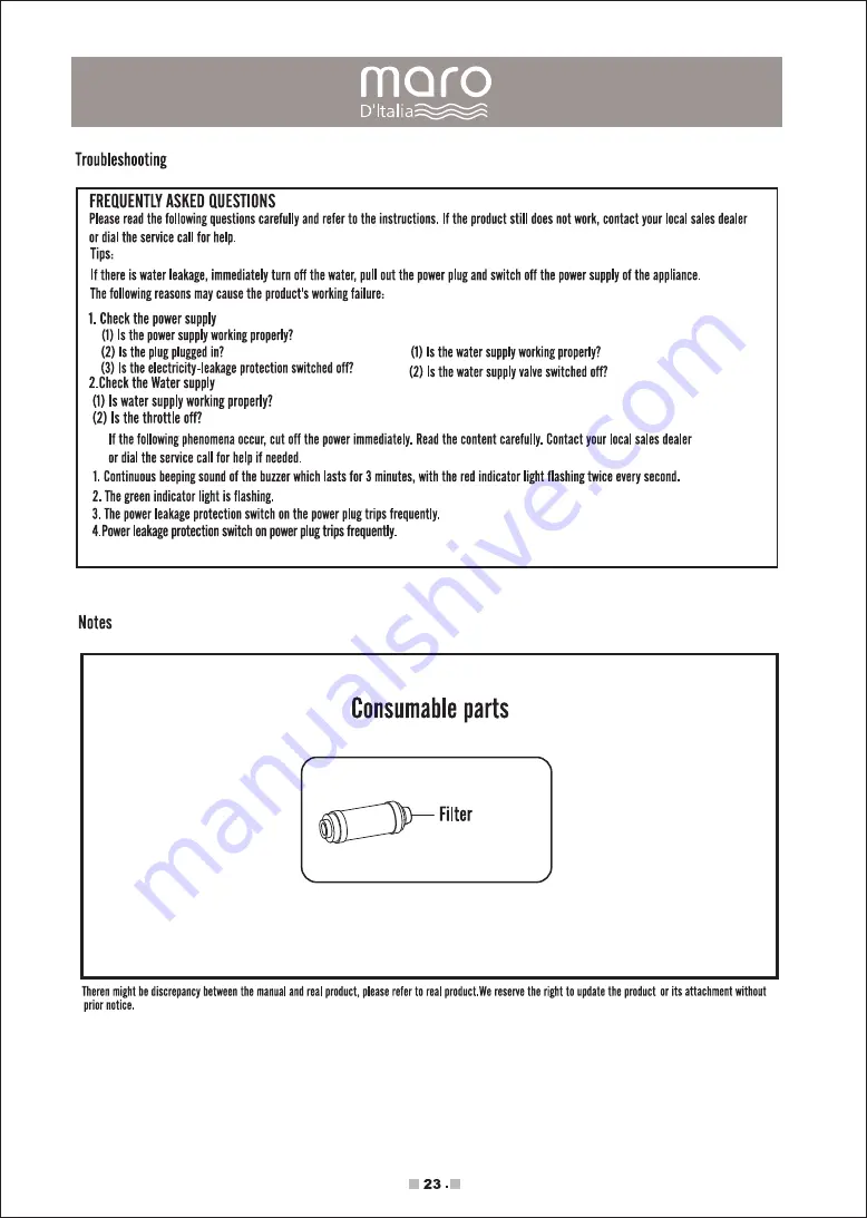 Maro AQUALET PIAVE DI800 Operating Instructions Manual Download Page 24