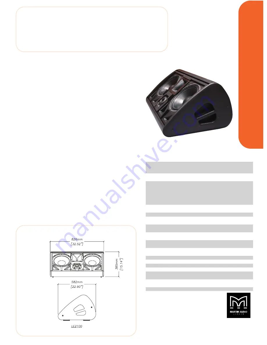 Martin Audio LE2100 Specification Sheet Download Page 1