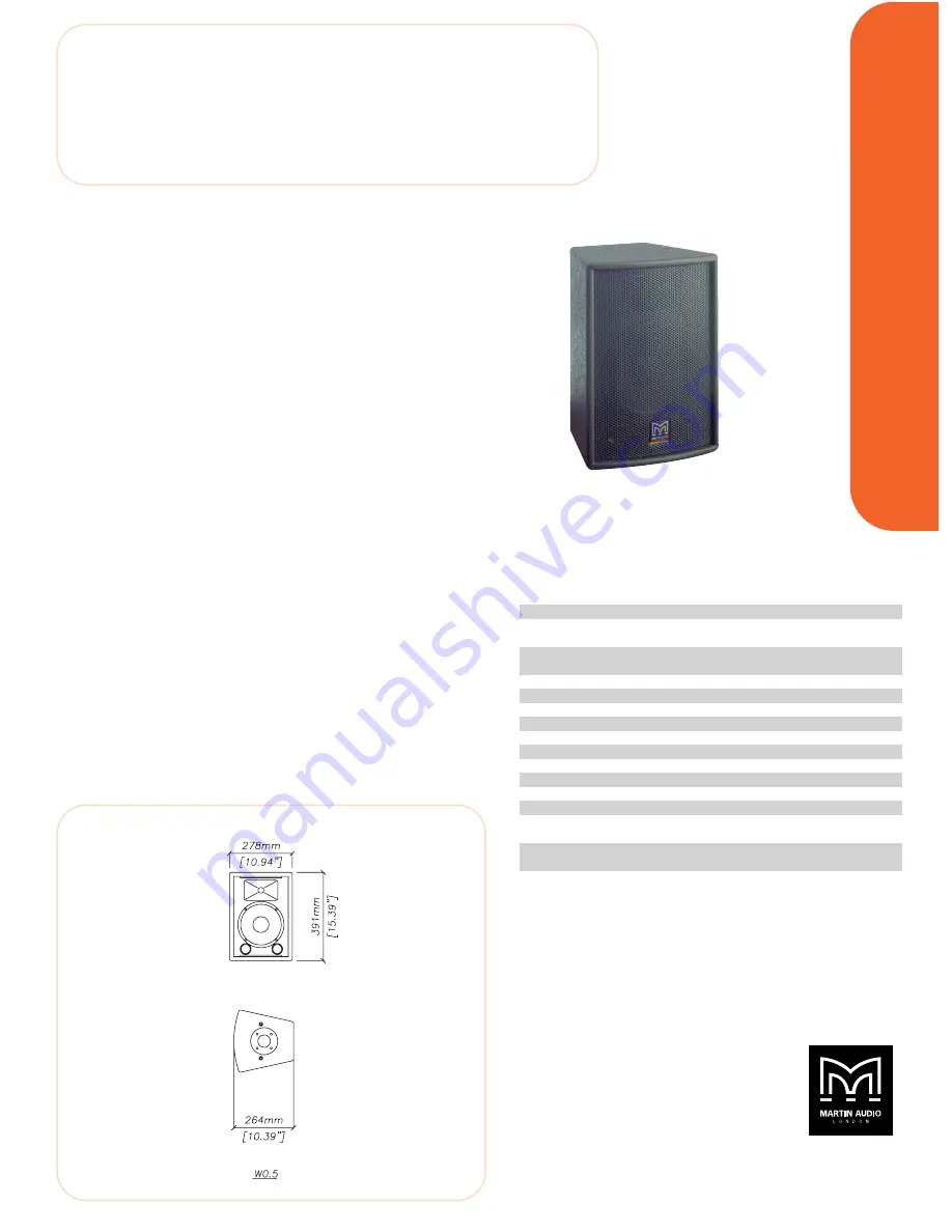 Martin Audio W0.5 Specification Sheet Download Page 1