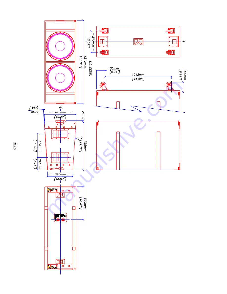 Martin Audio W8LS - SCHEMATICS Dimensional Drawing Download Page 1