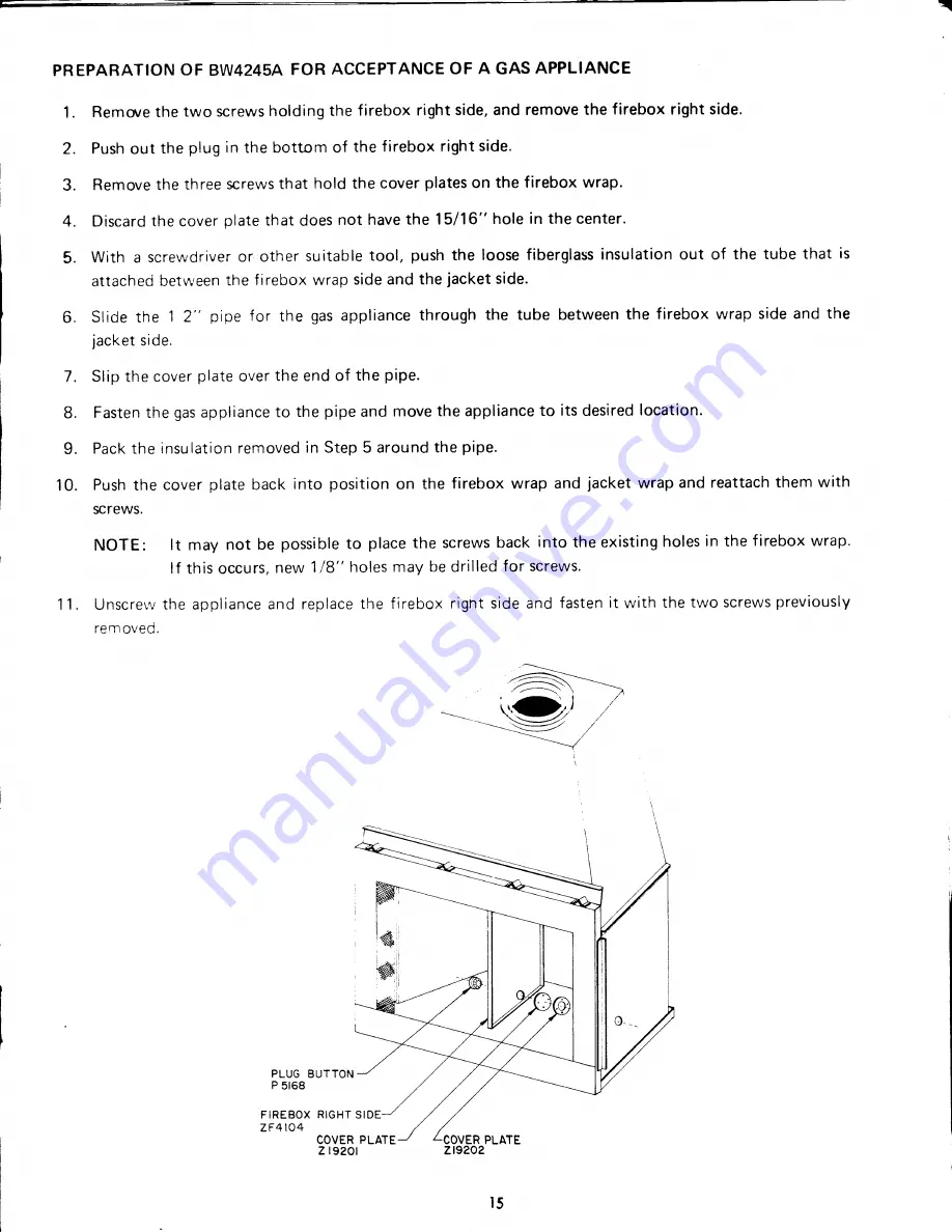 Martin Industries BW4245A Installation Instructions Manual Download Page 15