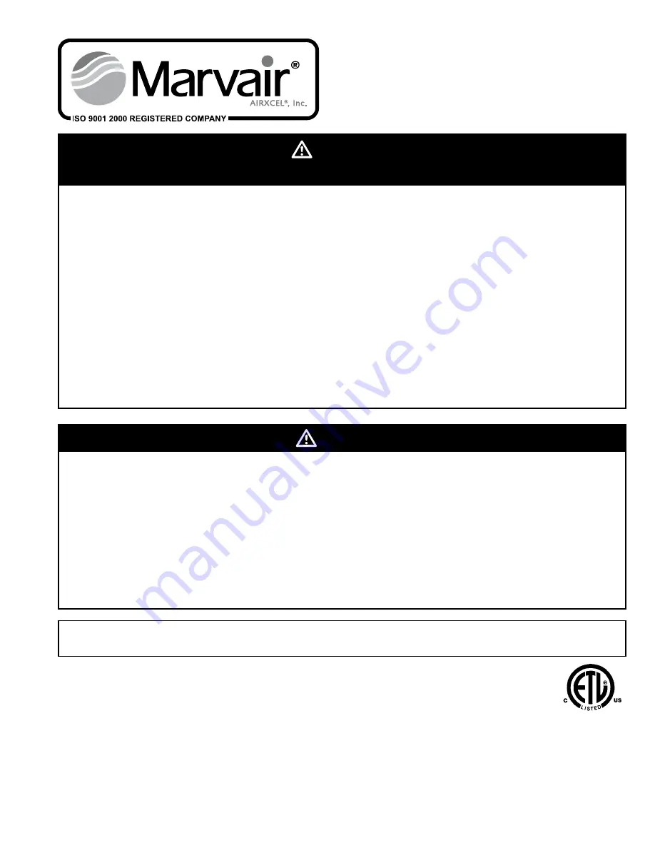 Marvair AVG24 User Information Download Page 1