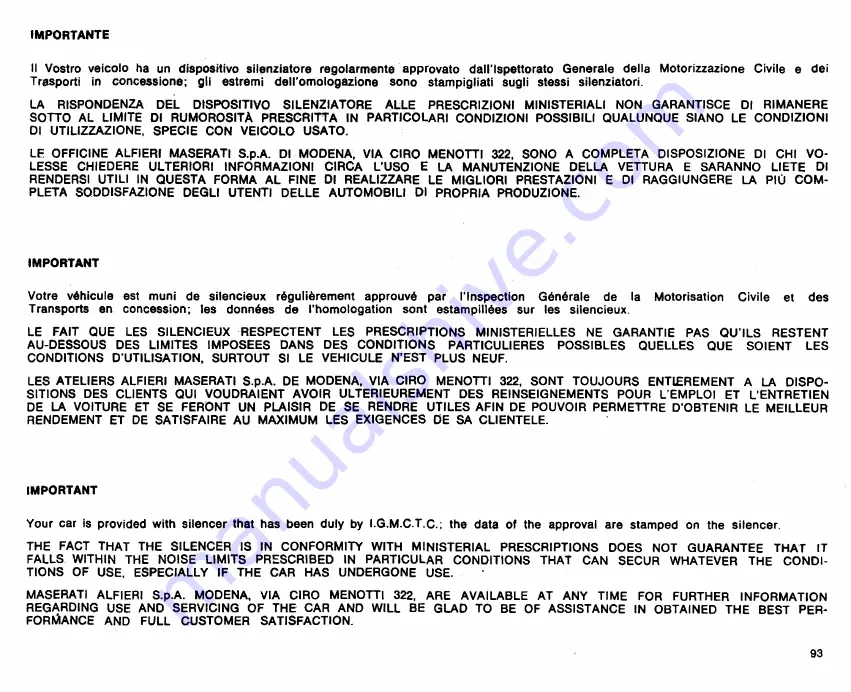 Maserati Merak AM 122 Use And Maintenance Download Page 92