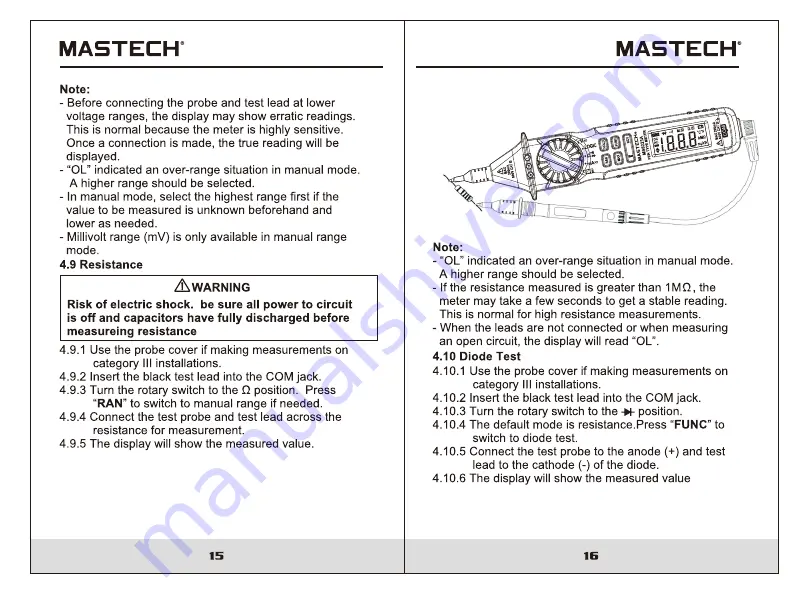 Mastech MS8223A Manual Download Page 10