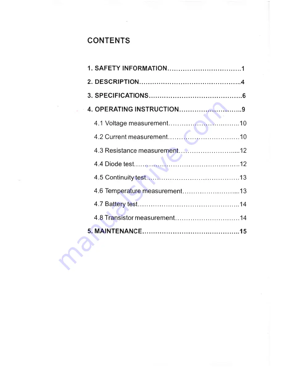 Mastech MS8230B User Manual Download Page 2