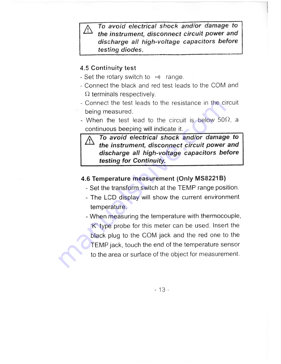 Mastech MS8230B User Manual Download Page 15