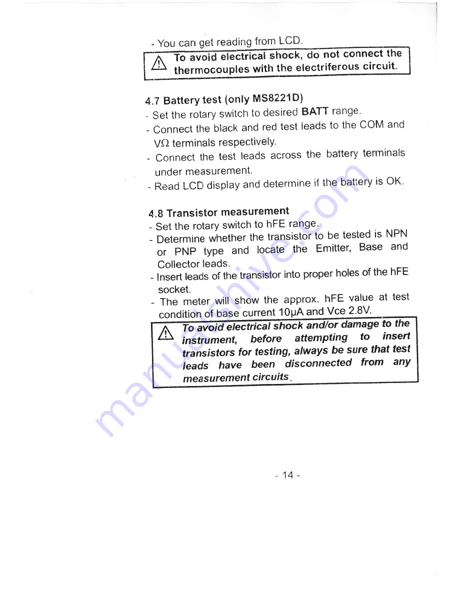 Mastech MS8230B User Manual Download Page 16