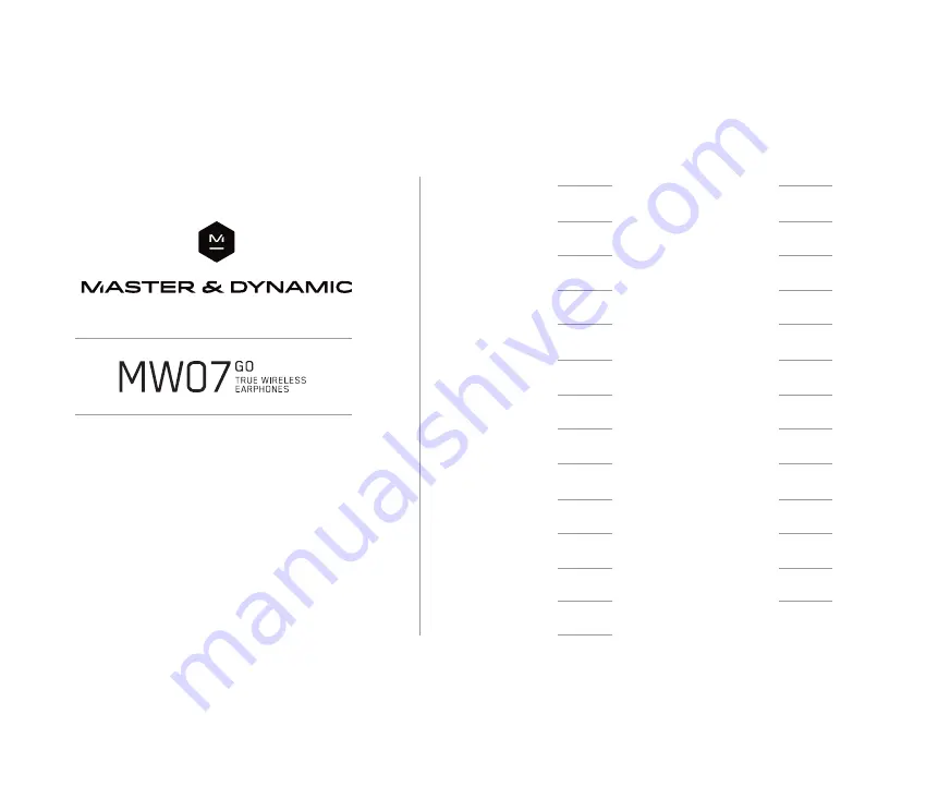 Master & Dynamic MW07 PLUS Quick Start Manual Download Page 1