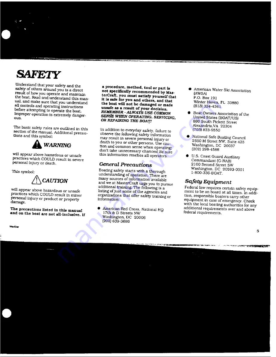 MasterCraft 1994 Maristar 200 Owner'S Manual Download Page 6