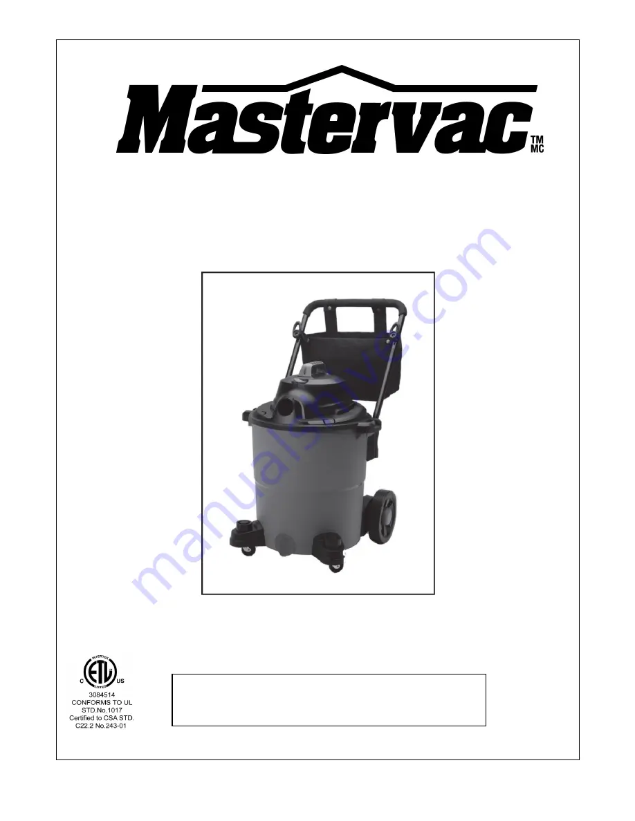 Mastervac 054-0012-4 Скачать руководство пользователя страница 1