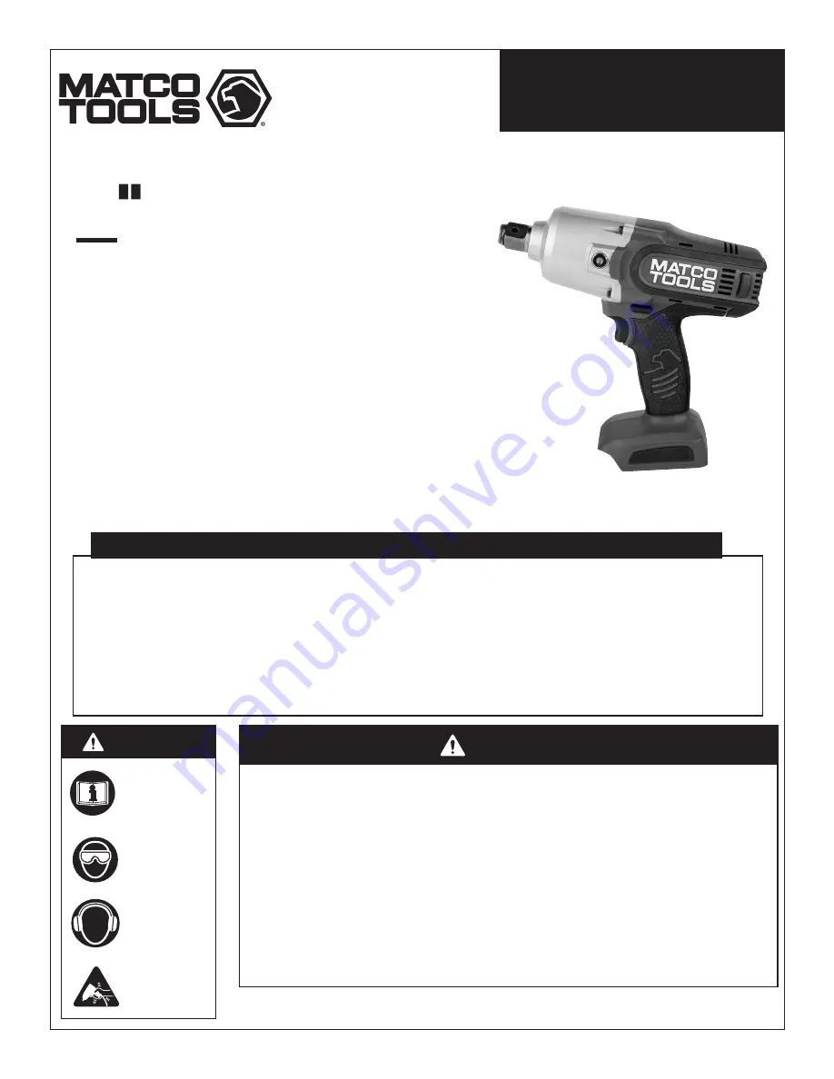 Matco Tools MCL2034HPIW Скачать руководство пользователя страница 1