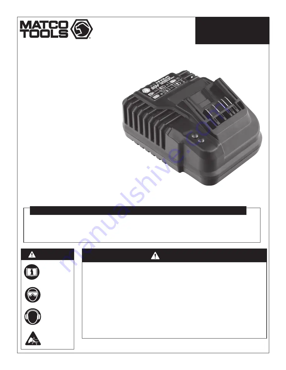 Matco Tools MCL2050CHRG Operating Instructions Manual Download Page 1