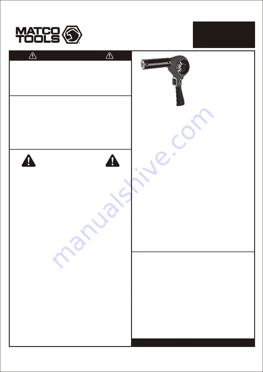 Matco Tools MHG751C Quick Start Manual Download Page 1